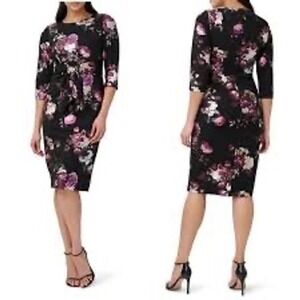 Adrianna Papell‎ Stretch Foil Crepe Tie Front Dress Size 6 NWT